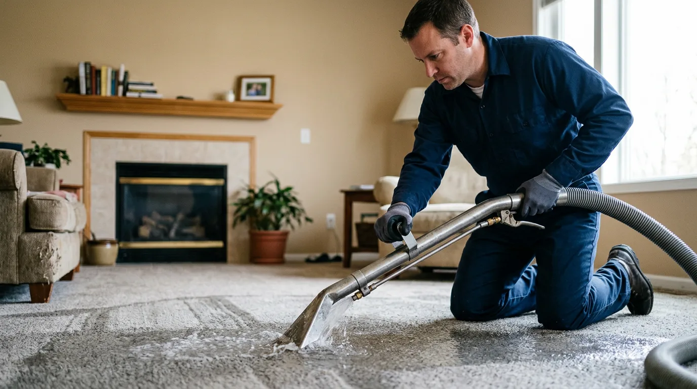 Water damage restoration technician working near Minden, IA